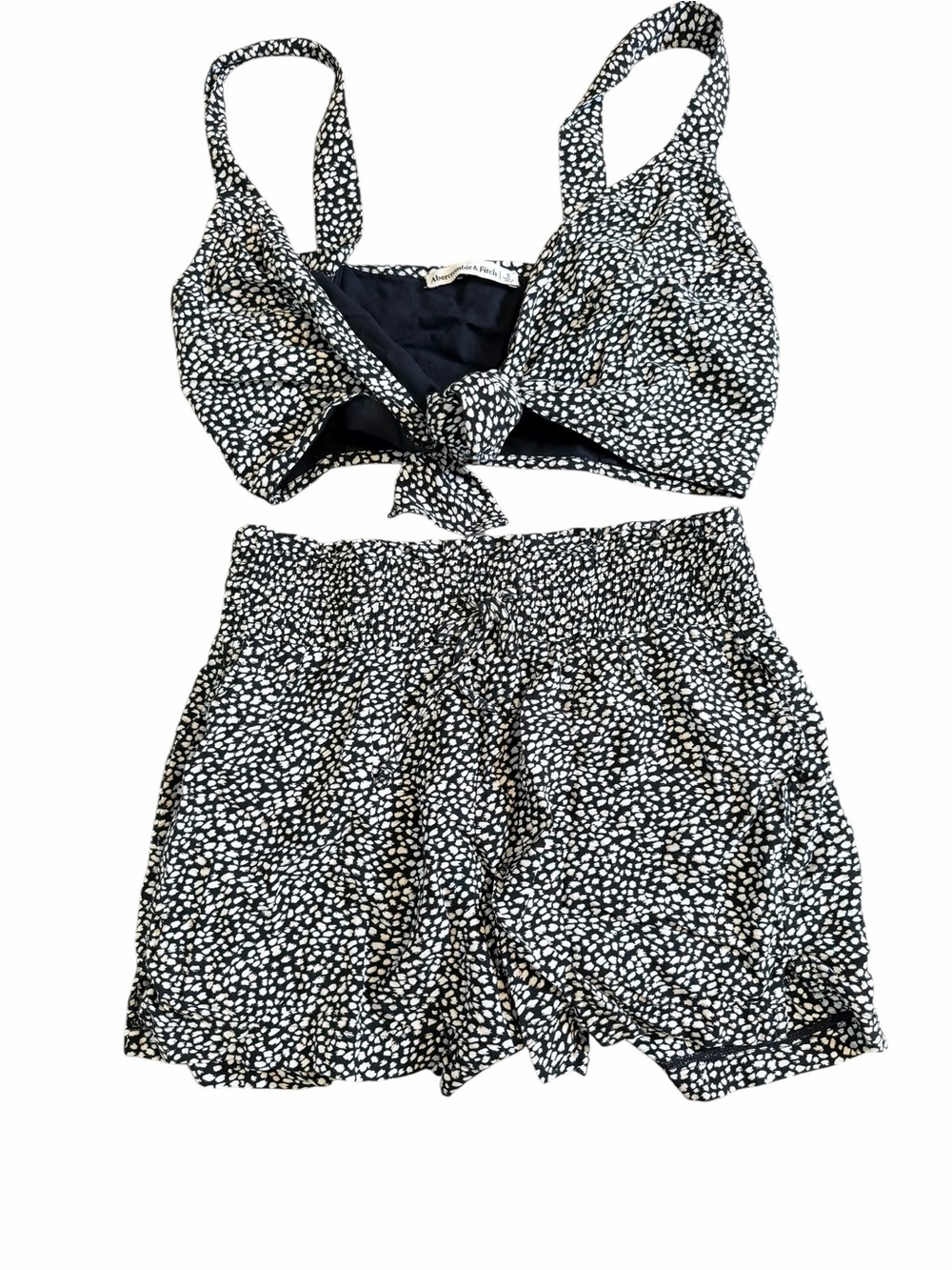 Abercrombie & Fitch Matching Tie Front Crop Top & Shorts Set Size Small Preppy